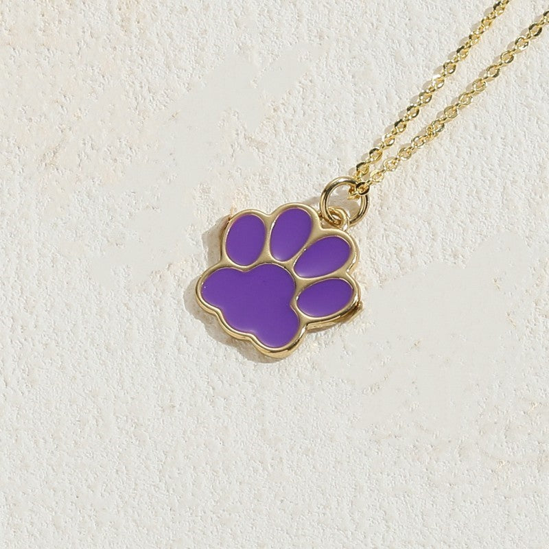 Wholesale Cat Claw Feet Multi Color Pendant Copper Necklace